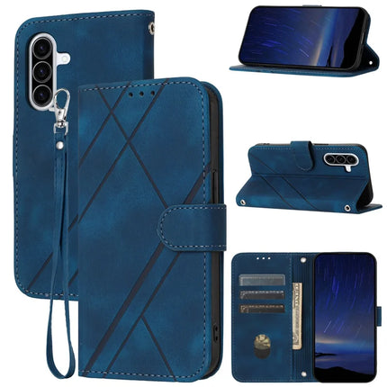For Samsung Galaxy A26 5G Case Imprinted Line Leather Phone Cover with Handy Strap