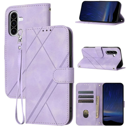 For Samsung Galaxy A26 5G Case Imprinted Line Leather Phone Cover with Handy Strap