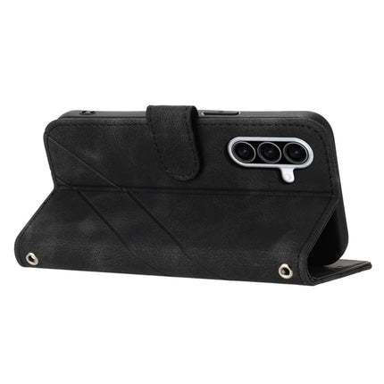 For Samsung Galaxy A26 5G Case Imprinted Line Leather Phone Cover with Handy Strap