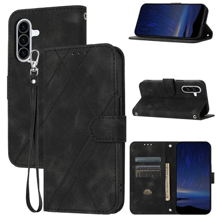 For Samsung Galaxy A26 5G Case Imprinted Line Leather Phone Cover with Handy Strap