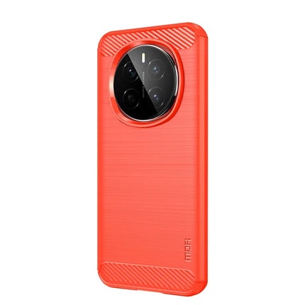 For Honor Magic7 5G Back Cover MOFI Brushed Carbon Fiber Texture Soft TPU Case - Red