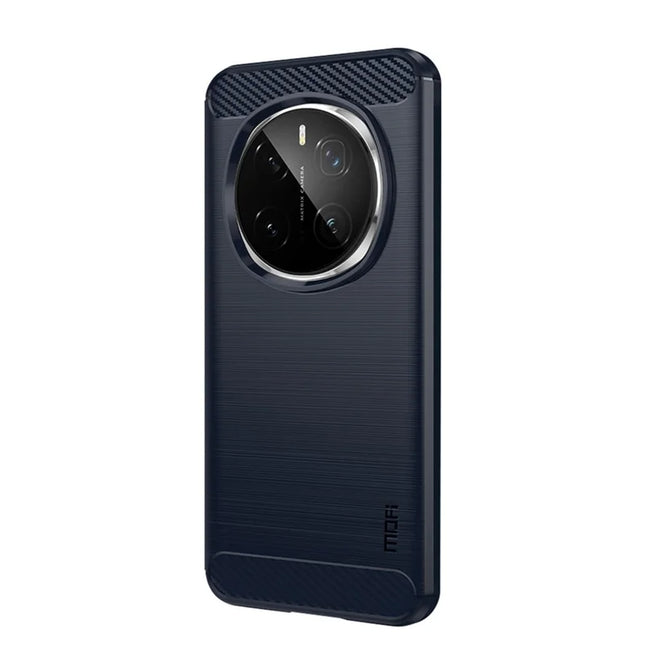 For Honor Magic7 Pro 5G Back Cover MOFI Brushed Carbon Fiber Texture Soft TPU Case - Blue