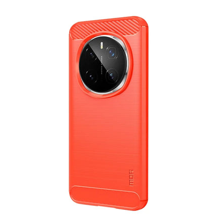 For Honor Magic7 Pro 5G Back Cover MOFI Brushed Carbon Fiber Texture Soft TPU Case - Red