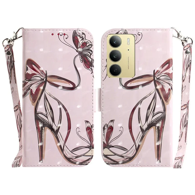 For Realme C75 Case Pattern Printing Leather Wallet Phone Cover - Butterfly High Heels
