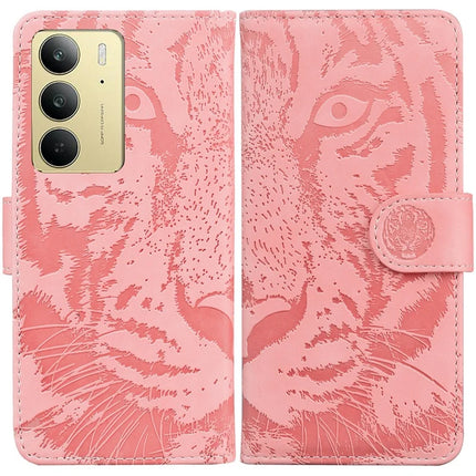 For Realme C75 Case Tiger Imprint Leather Wallet Phone Cover - Pink