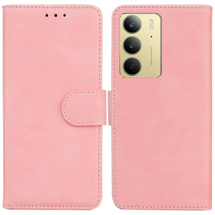 For Realme C75 Case Solid Color Leather Wallet Phone Cover - Pink