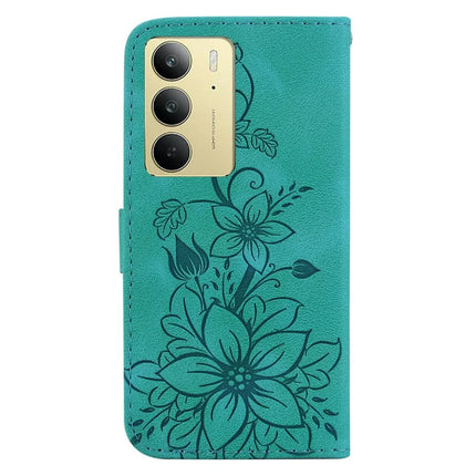 For Realme C75 Case Lily Flower Imprint Leather Phone Cover with Stand