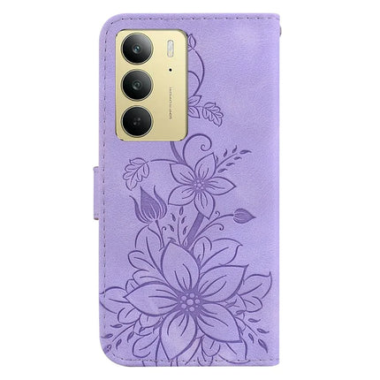 For Realme C75 Case Lily Flower Imprint Leather Phone Cover with Stand