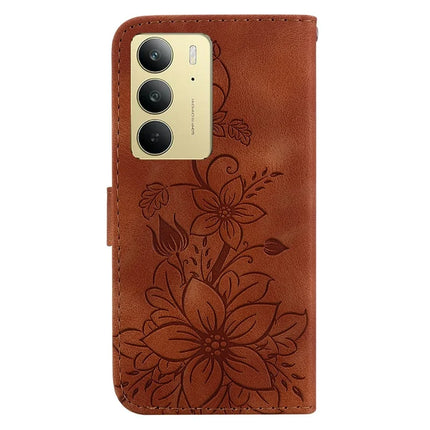 For Realme C75 Case Lily Flower Imprint Leather Phone Cover with Stand