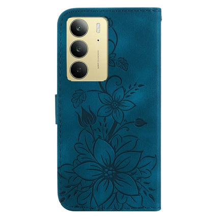 For Realme C75 Case Lily Flower Imprint Leather Phone Cover with Stand