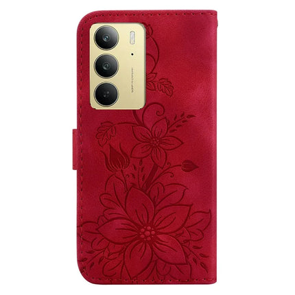 For Realme C75 Case Lily Flower Imprint Leather Phone Cover with Stand