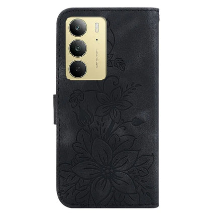 For Realme C75 Case Lily Flower Imprint Leather Phone Cover with Stand