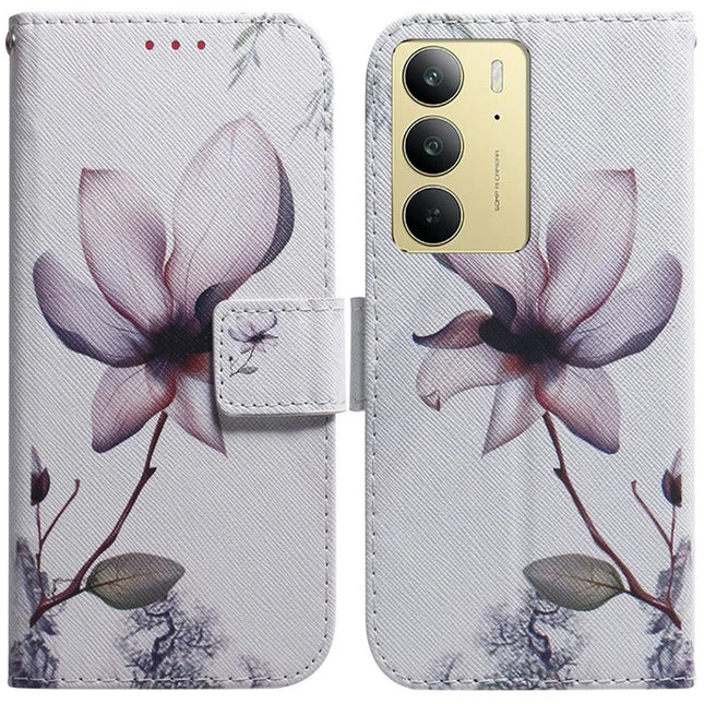 For Realme C75 Wallet Case Pattern Print Leather Phone Cover - Pink Flower