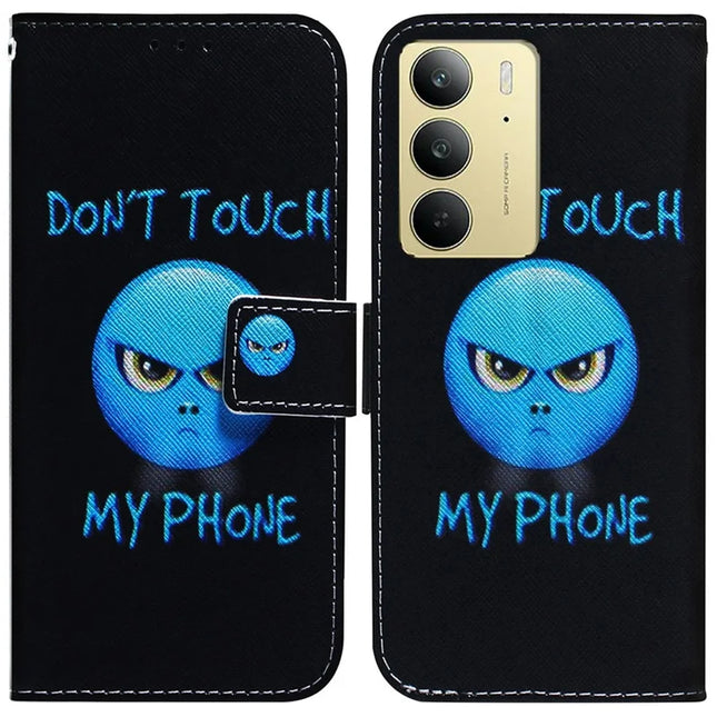 For Realme C75 Wallet Case Pattern Print Leather Phone Cover - Don't Touch My Phone