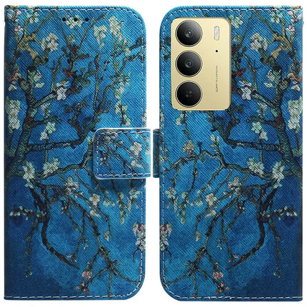 For Realme C75 Wallet Case Pattern Print Leather Phone Cover - Apricot Flowers