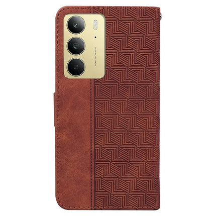 For Realme C75 Case Geometry Pattern Leather Wallet Phone Cover