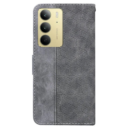 For Realme C75 Case Geometry Pattern Leather Wallet Phone Cover