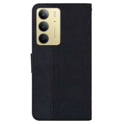For Realme C75 Case Geometry Pattern Leather Wallet Phone Cover