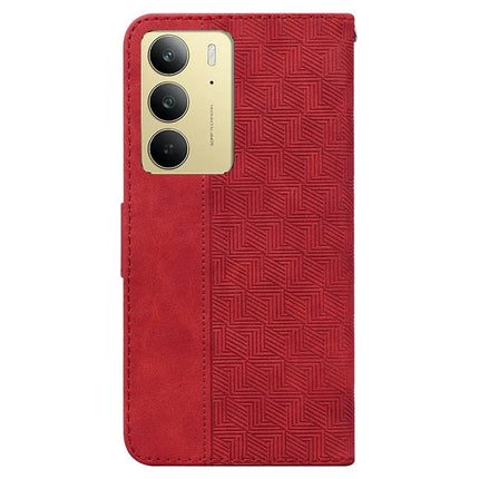 For Realme C75 Case Geometry Pattern Leather Wallet Phone Cover
