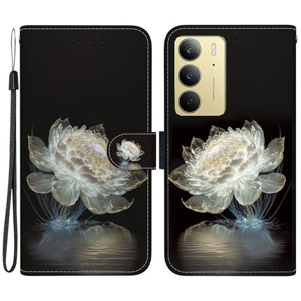 For Realme C75 Wallet Phone Case Anti-Drop Leather Flip Cover Pattern Printing - Crystal Peony