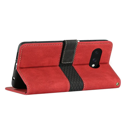 For Google Pixel 9a Leather Case Grid Splicing Stand Wallet Phone Cover
