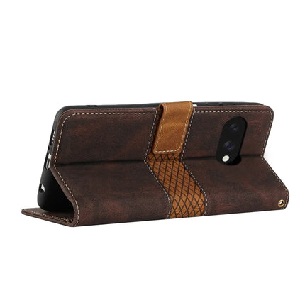 For Google Pixel 9a Leather Case Grid Splicing Stand Wallet Phone Cover