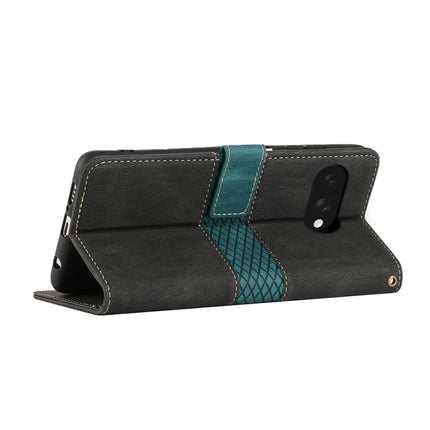 For Google Pixel 9a Leather Case Grid Splicing Stand Wallet Phone Cover