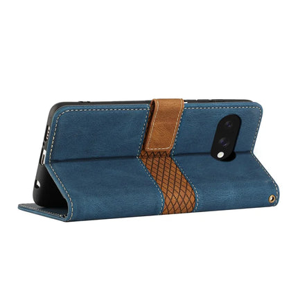 For Google Pixel 9a Leather Case Grid Splicing Stand Wallet Phone Cover