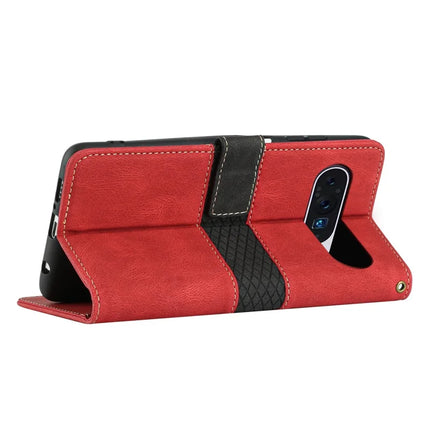 For Google Pixel 9 Pro XL Leather Case Grid Splicing Stand Wallet Phone Cover
