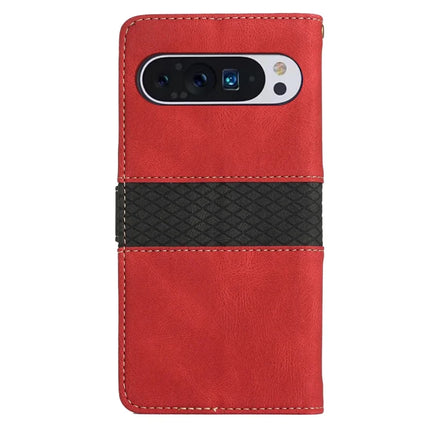 For Google Pixel 9 Pro XL Leather Case Grid Splicing Stand Wallet Phone Cover