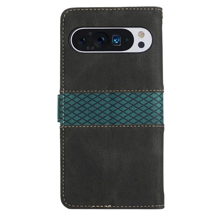For Google Pixel 9 Pro XL Leather Case Grid Splicing Stand Wallet Phone Cover