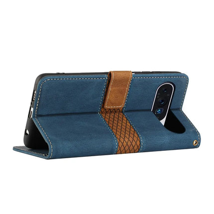 For Google Pixel 9 Pro XL Leather Case Grid Splicing Stand Wallet Phone Cover
