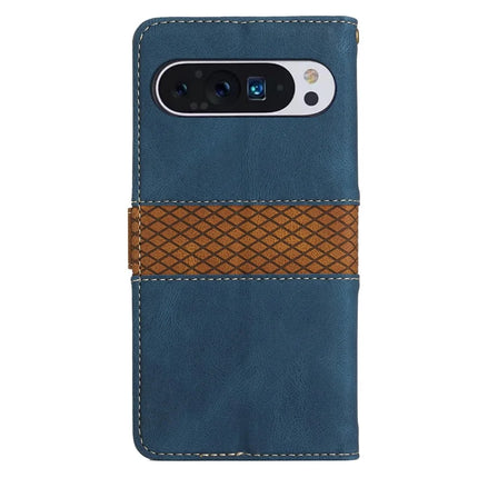For Google Pixel 9 Pro XL Leather Case Grid Splicing Stand Wallet Phone Cover