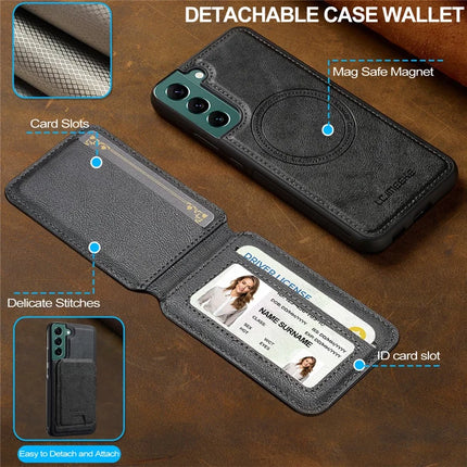 LC.IMEEKE L3 For Samsung Galaxy S22 5G Magnetic Case Detachable Card Holder Leather TPU Mobile Cover