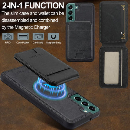 LC.IMEEKE L3 For Samsung Galaxy S22 5G Magnetic Case Detachable Card Holder Leather TPU Mobile Cover