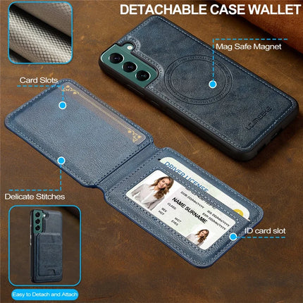 LC.IMEEKE L3 For Samsung Galaxy S22 5G Magnetic Case Detachable Card Holder Leather TPU Mobile Cover