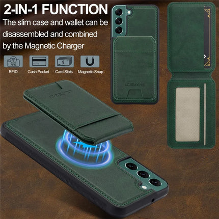 LC.IMEEKE L3 For Samsung Galaxy S22 5G Magnetic Case Detachable Card Holder Leather TPU Mobile Cover