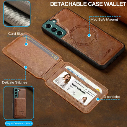 LC.IMEEKE L3 For Samsung Galaxy S22 5G Magnetic Case Detachable Card Holder Leather TPU Mobile Cover