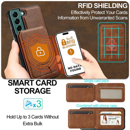 LC.IMEEKE L3 For Samsung Galaxy S22 5G Magnetic Case Detachable Card Holder Leather TPU Mobile Cover