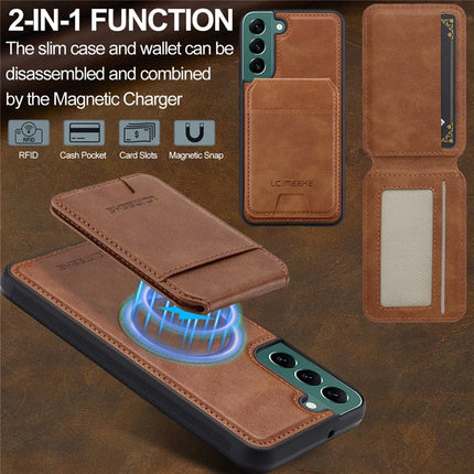 LC.IMEEKE L3 For Samsung Galaxy S22 5G Magnetic Case Detachable Card Holder Leather TPU Mobile Cover
