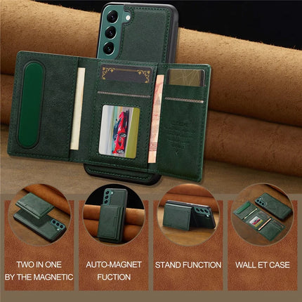 LC.IMEEKE L5 For Samsung	Galaxy S22 5G Magnetic Phone Case Leather Back Cover with Detachable Card Holder