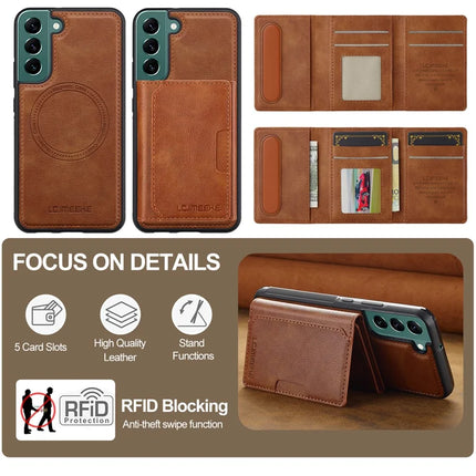 LC.IMEEKE L5 For Samsung	Galaxy S22 5G Magnetic Phone Case Leather Back Cover with Detachable Card Holder