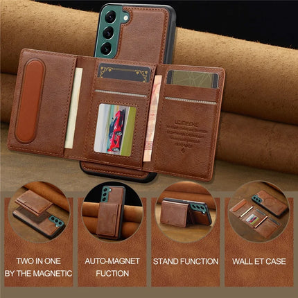 LC.IMEEKE L5 For Samsung	Galaxy S22 5G Magnetic Phone Case Leather Back Cover with Detachable Card Holder