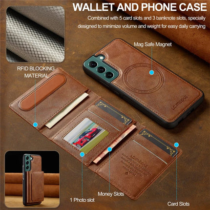 LC.IMEEKE L5 For Samsung	Galaxy S22 5G Magnetic Phone Case Leather Back Cover with Detachable Card Holder
