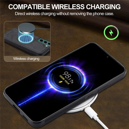 LC.IMEEKE For Samsung Galaxy S22 5G Magnetic Case Compatible with MagSafe Leather TPU Back Cover