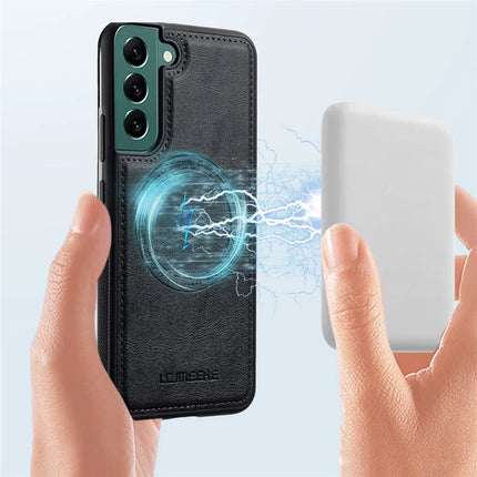 LC.IMEEKE For Samsung Galaxy S22 5G Magnetic Case Compatible with MagSafe Leather TPU Back Cover