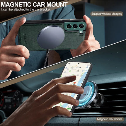 LC.IMEEKE For Samsung Galaxy S22 5G Magnetic Case Compatible with MagSafe Leather TPU Back Cover