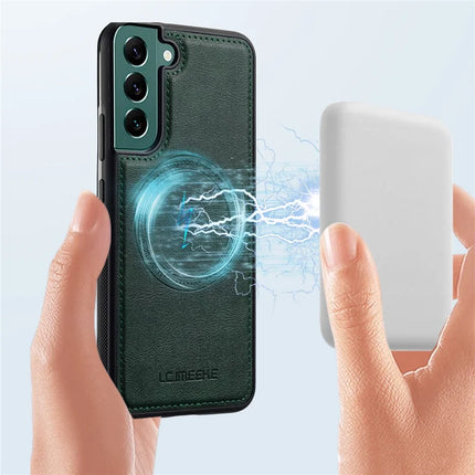 LC.IMEEKE For Samsung Galaxy S22 5G Magnetic Case Compatible with MagSafe Leather TPU Back Cover