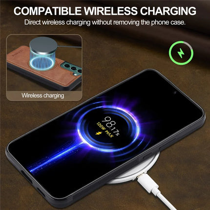LC.IMEEKE For Samsung Galaxy S22 5G Magnetic Case Compatible with MagSafe Leather TPU Back Cover