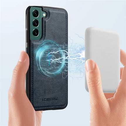 LC.IMEEKE For Samsung Galaxy S22 5G Magnetic Case Compatible with MagSafe Leather TPU Back Cover